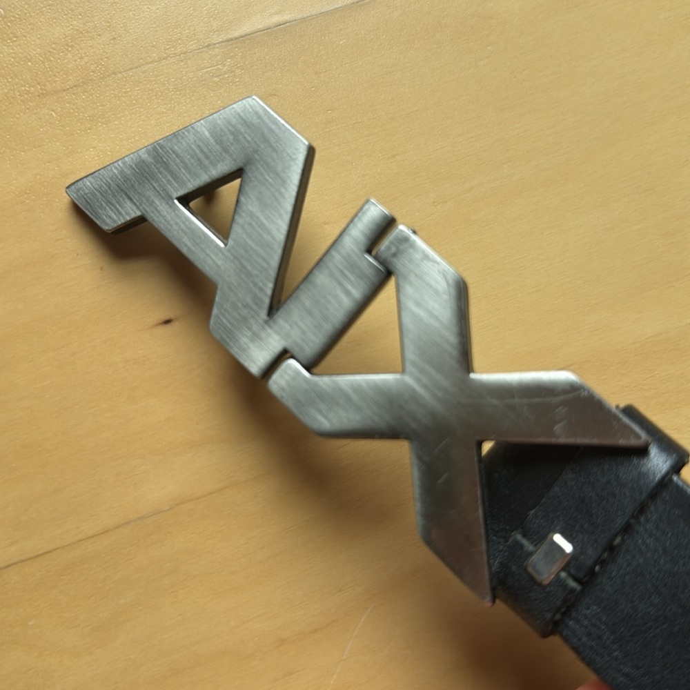 COPY - ARMANI EXCHANGE - Genuine Leather Black Belt Size 30 - Picture 6 of 7